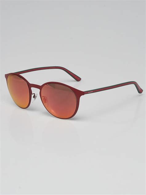 Gucci Red Metal/Rubber Round Sunglasses 